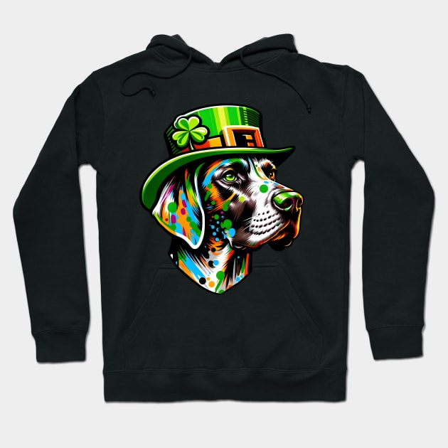 Lively German Shorthaired Pointer Enjoys Saint Patrick's Day Hoodie by ArtRUs